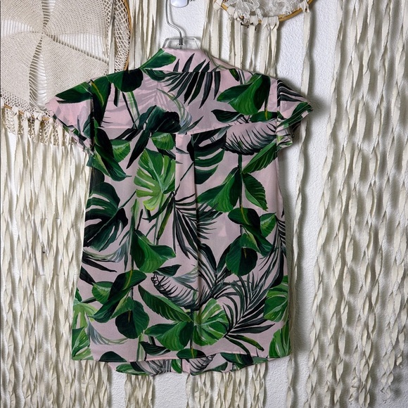 Alice + Olivia Randa Ruffle Henly Top in Silk Palm Print Size XS - Picture 5 of 13